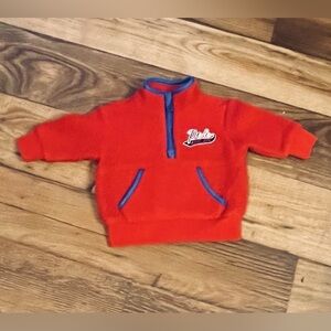 Polo Ralph Lauren Boy Fleece Jacket Embroidered Logo Half Zip Red Size 3M